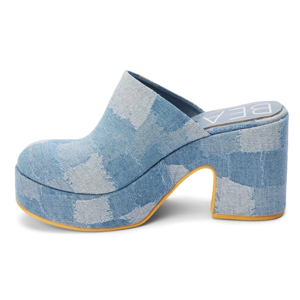 BEACH BY MATISSE Blue Denim Platform Mules Size 8 - Picture 4 of 7